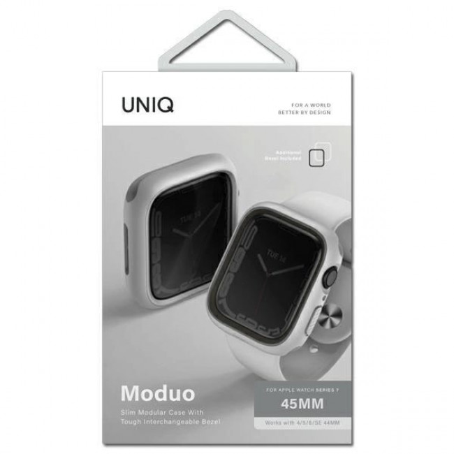 UNIQ Θήκη Apple Watch 4 / 5 / 6 / 7 / 8 / 9 / SE / SE 2 - 44 / 45 mm Moduo με 2 Εναλλάξιμα Πλαίσια - Stone / Dark Grey