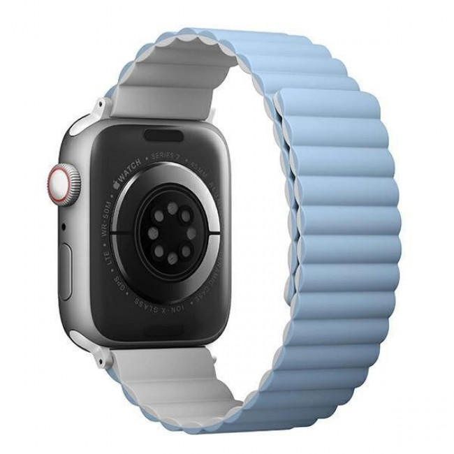 UNIQ Λουράκι Apple Watch 2 / 3 / 4 / 5 / 6 / 7 / 8 / 9 / SE / ULTRA 1 / ULTRA 2 - 42 / 44 / 45 / 49 mm Revix Μαγνητικό Σιλικόνης Διπλής Όψης - Blue / White Blue