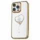 Kingxbar iPhone 15 Pro Max Wish Series Σκληρή Θήκη με Swarovski Crystals - Gold - Διάφανη