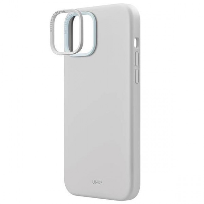 Uniq iPhone 15 Lino Hue Magclick Θήκη Σιλικόνης με MagSafe - Light Grey / Chalk Grey