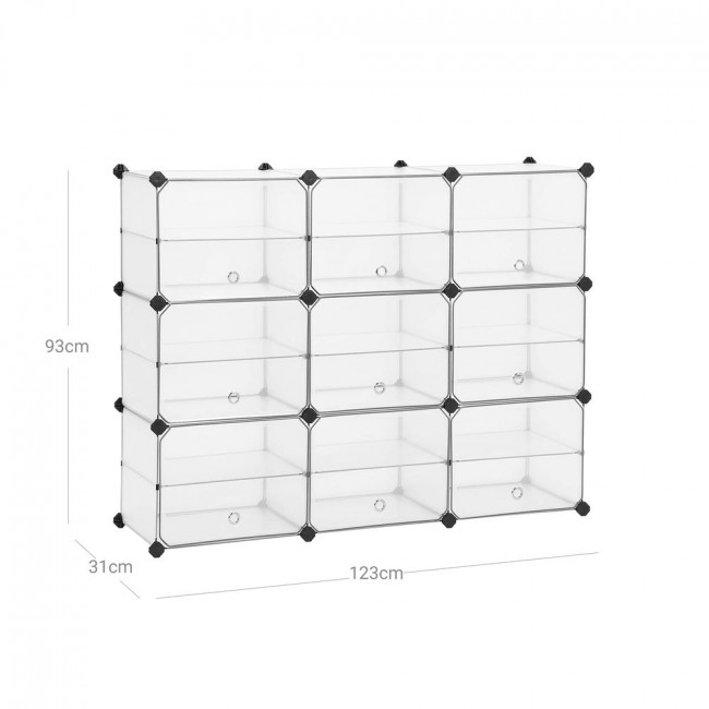 SONGMICS Πλαστική Mονάδα Aποθήκευσης με 9 Κουτιά - White - LPC502W