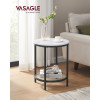 Vasagle Στρόγγυλο Βοηθητικό Τραπέζι 2 Επιπέδων - Marble White / Black - LET285B13