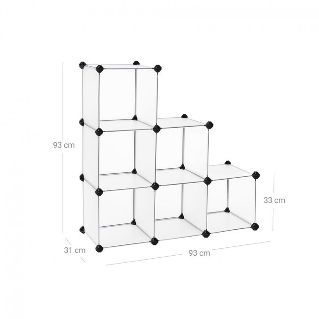 Songmics Πλαστική Παπουτσοθήκη με 6 Ράφια - White - LPC111S