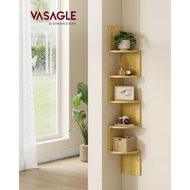 Vasagle Επιτοίχια Γωνιακή Ραφιέρα με 5 Ράφια - Natural Oak - LBC072Y70