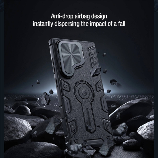 Nillkin Samsung Galaxy S24 Ultra CamShield Armor Prop Σκληρή Θήκη με Πλαίσιο Σιλικόνης και Κάλυμμα για την Κάμερα - Black
