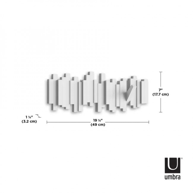 Umbra Sticks Multi Hook Επιτοίχια Πλαστική Κρεμάστρα με 5 Γάντζους - White