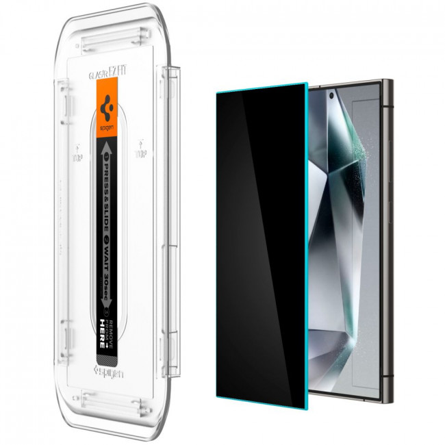 Spigen Samsung Galaxy S24 Ultra Glas.TR Privacy EZ Fit 2.5D 9H Αντιχαρακτικό Γυαλί Οθόνης - 2 Τεμάχια - Clear / Black - AGL07625