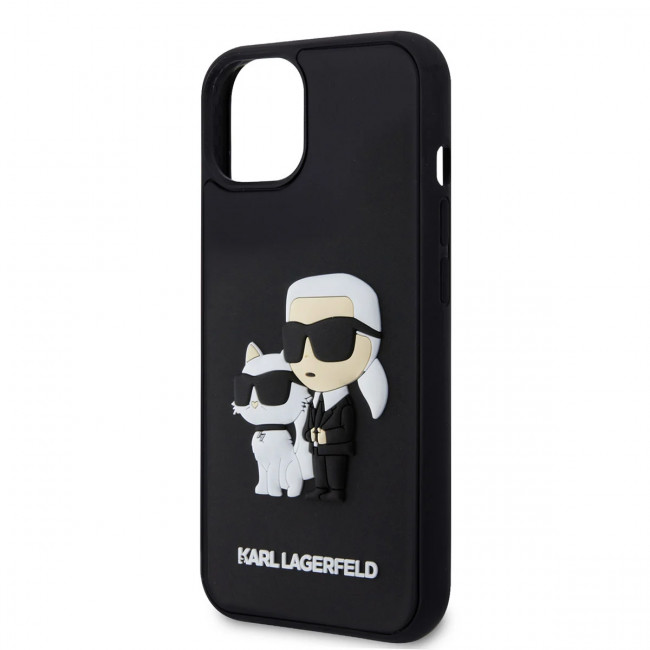 Karl Lagerfeld iPhone 15 Plus - Karl and Choupette Ikonik 3D Σκληρή Θήκη - Black - KLHCP15M3DRKCNK