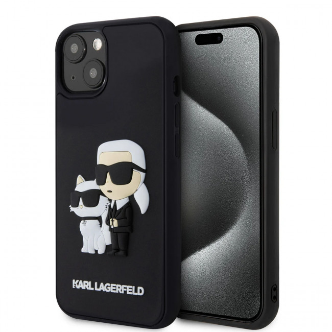 Karl Lagerfeld iPhone 15 Plus - Karl and Choupette Ikonik 3D Σκληρή Θήκη - Black - KLHCP15M3DRKCNK