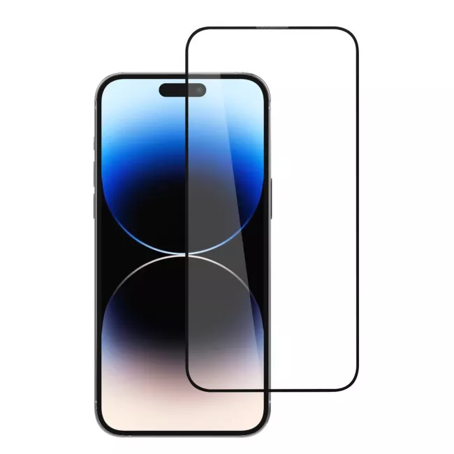 TUNIQ iPhone 15 Pro Max - Προστασία Οθόνης - Full Screen 10D Αντιχαρακτικό Γυαλί Tempered Glass - Διάφανο / Μαύρο