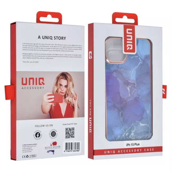 TUNIQ iPhone 15 Plus / 14 Plus - Σκληρή Θήκη με Πλαίσιο Σιλικόνης - Σχέδιο Μάρμαρο - Μοβ