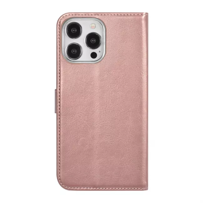 TUNIQ iPhone 15 Pro Max - Θήκη Πορτοφόλι Stand από Δερματίνη - Rose Gold