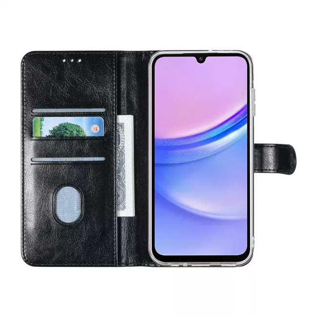 TUNIQ Samsung Galaxy A15 4G / A15 5G - Θήκη Πορτοφόλι Stand από Δερματίνη - Μαύρη