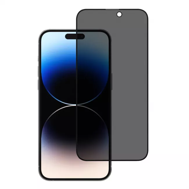 TUNIQ iPhone 15 Pro Max - Privacy Προστασία Οθόνης - Full Screen Αντιχαρακτικό Γυαλί Tempered Glass - Μαύρο