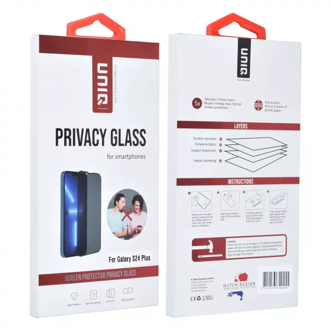 TUNIQ Samsung Galaxy S24 Plus - Privacy Προστασία Οθόνης - Full Screen Αντιχαρακτικό Γυαλί Tempered Glass - Μαύρο