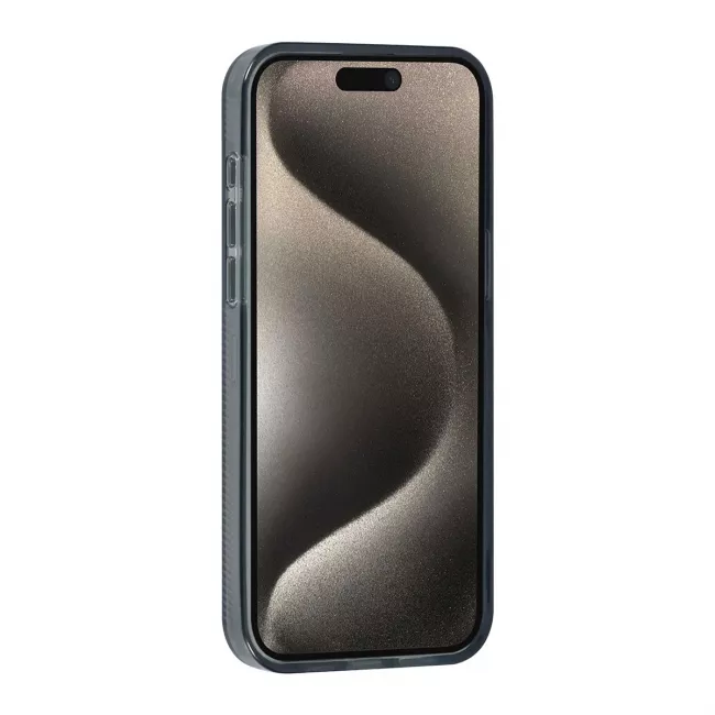 TUNIQ iPhone 15 Pro Max - Σκληρή Θήκη με Πλαίσιο Σιλικόνης - Ημιδιάφανο Μαύρο / Διάφανο