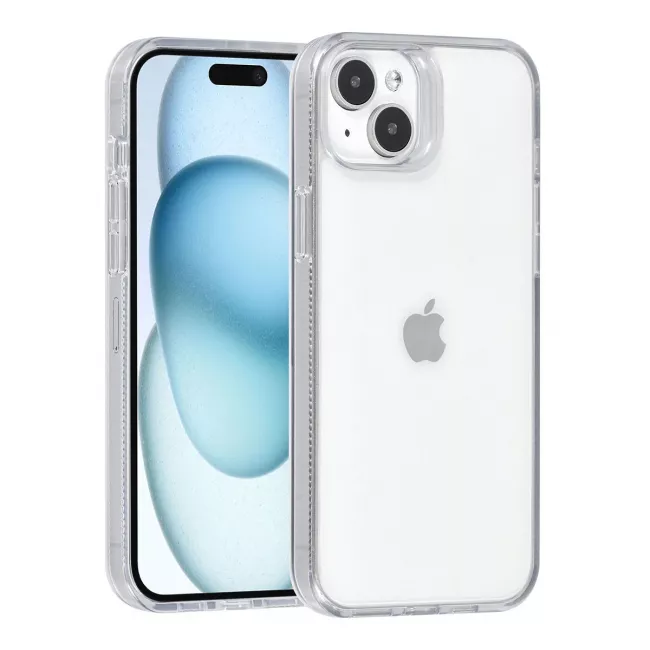 TUNIQ iPhone 15 Plus / 14 Plus - Σκληρή Θήκη με Πλαίσιο Σιλικόνης - Ημιδιάφανο Λευκό / Διάφανο