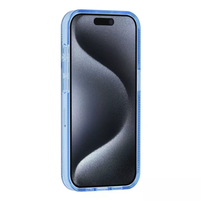 TUNIQ iPhone 15 Pro - Σκληρή Θήκη με Πλαίσιο Σιλικόνης - Ημιδιάφανο Μπλε / Διάφανο