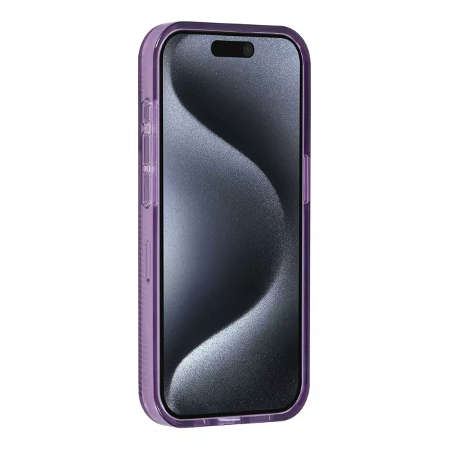 TUNIQ iPhone 15 Pro - Σκληρή Θήκη με Πλαίσιο Σιλικόνης - Ημιδιάφανο Μοβ / Διάφανο