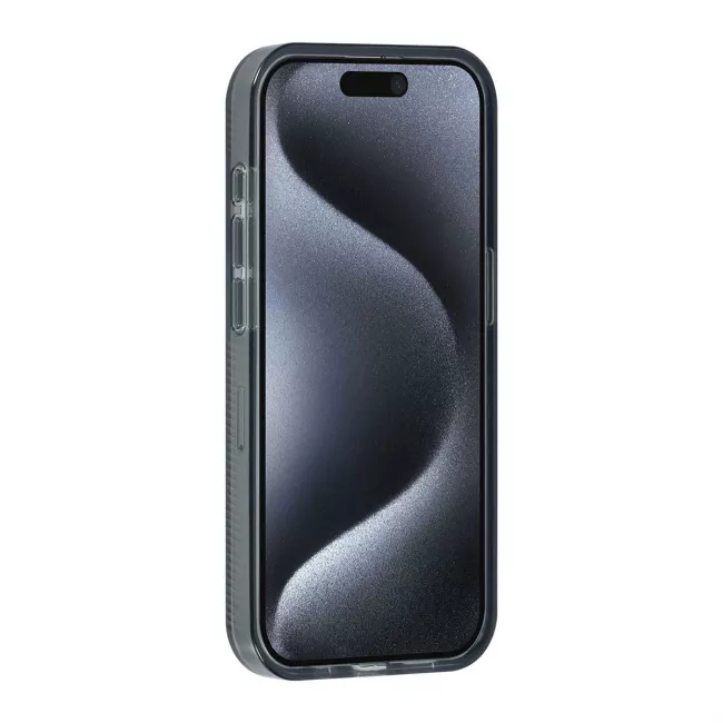 TUNIQ iPhone 15 Pro - Σκληρή Θήκη με Πλαίσιο Σιλικόνης - Ημιδιάφανο Μαύρο / Διάφανο