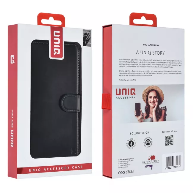 TUNIQ iPhone 15 Pro - 2 σε 1 - Θήκη Πορτοφόλι από Δερματίνη με Αποσπώμενη Θήκη - Μαύρη