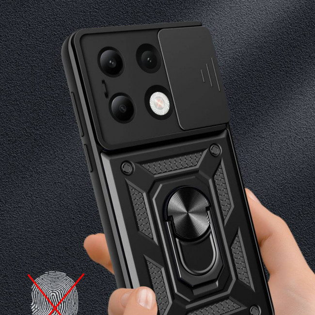 Techsuit Xiaomi Redmi Note 13 4G - CamShield - Σκληρή Θήκη με Προστασία Καμερών και Δαχτυλίδι Συγκράτησης - Black