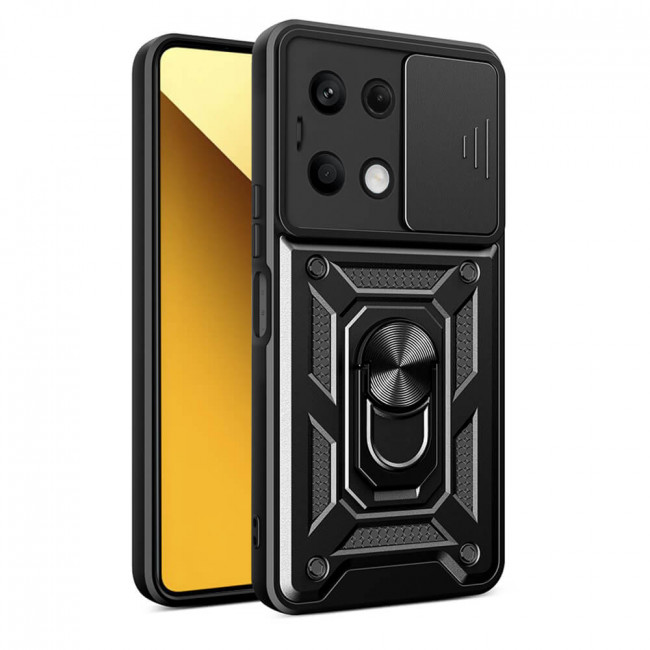 Techsuit Xiaomi Redmi Note 13 5G - CamShield - Σκληρή Θήκη με Προστασία Καμερών και Δαχτυλίδι Συγκράτησης - Black