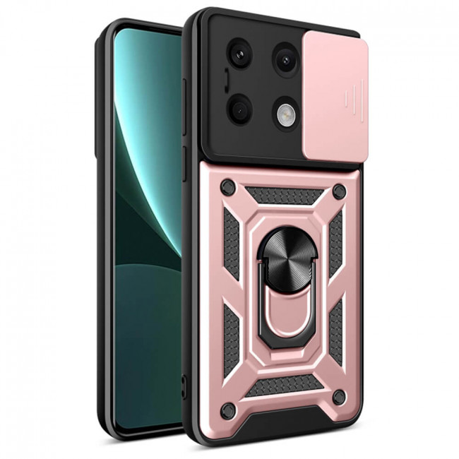 Techsuit Xiaomi Redmi Note 13 5G - CamShield - Σκληρή Θήκη με Προστασία Καμερών και Δαχτυλίδι Συγκράτησης - Rose Gold