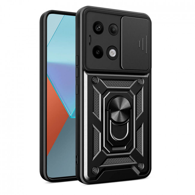 Techsuit Xiaomi Redmi Note 13 Pro 5G / Poco X6 - CamShield - Σκληρή Θήκη με Προστασία Καμερών και Δαχτυλίδι Συγκράτησης - Black