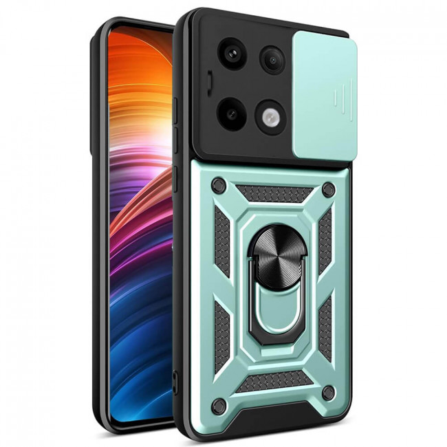 Techsuit Xiaomi Redmi Note 13 Pro 5G / Poco X6 - CamShield - Σκληρή Θήκη με Προστασία Καμερών και Δαχτυλίδι Συγκράτησης - Green