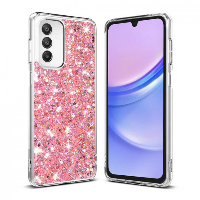 Techsuit Samsung Galaxy A15 4G / A15 5G - Sparkly Glitter - Σκληρή Θήκη με Πλαίσιο Σιλικόνης - Pink