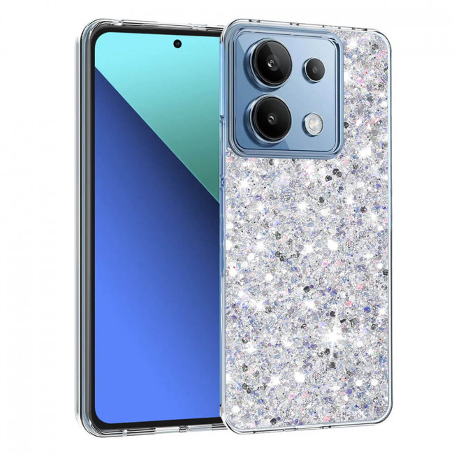 Techsuit Xiaomi Redmi Note 13 4G - Sparkly Glitter - Σκληρή Θήκη με Πλαίσιο Σιλικόνης - White