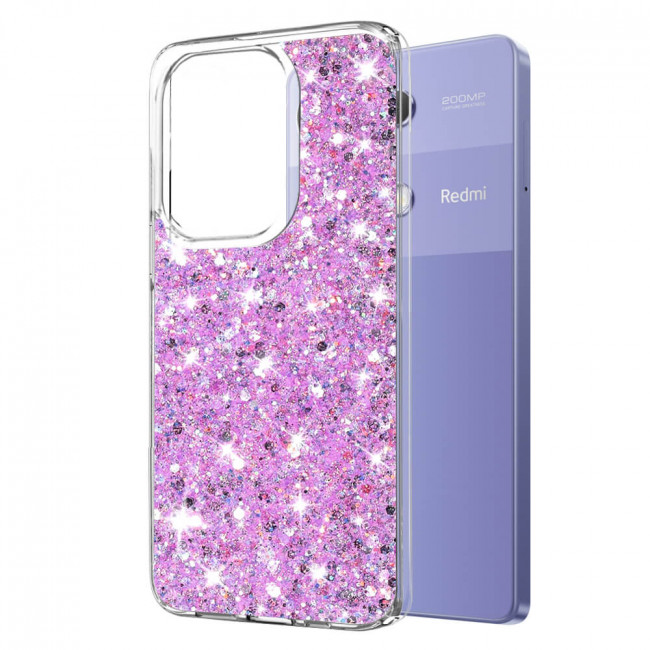 Techsuit Xiaomi Redmi Note 13 Pro 4G / Poco M6 Pro 4G - Sparkly Glitter - Σκληρή Θήκη με Πλαίσιο Σιλικόνης - Magenta