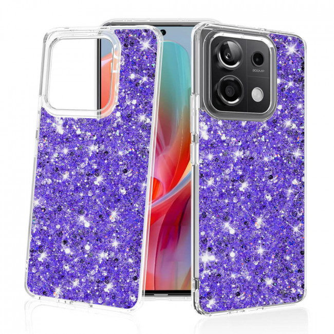 Techsuit Xiaomi Redmi Note 13 Pro 5G / Poco X6 - Sparkly Glitter - Σκληρή Θήκη με Πλαίσιο Σιλικόνης - Purple