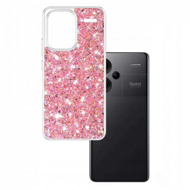 Techsuit Xiaomi Redmi Note 13 Pro+ 5G - Sparkly Glitter - Σκληρή Θήκη με Πλαίσιο Σιλικόνης - Pink