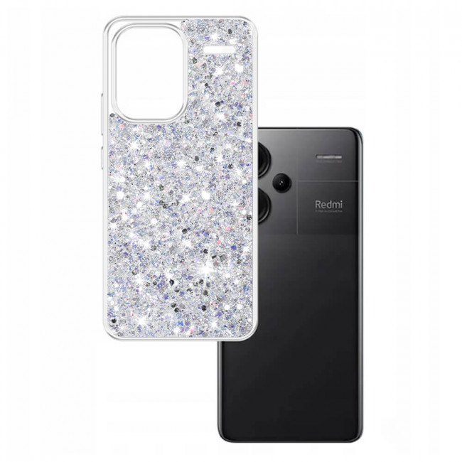 Techsuit Xiaomi Redmi Note 13 Pro+ 5G - Sparkly Glitter - Σκληρή Θήκη με Πλαίσιο Σιλικόνης - White