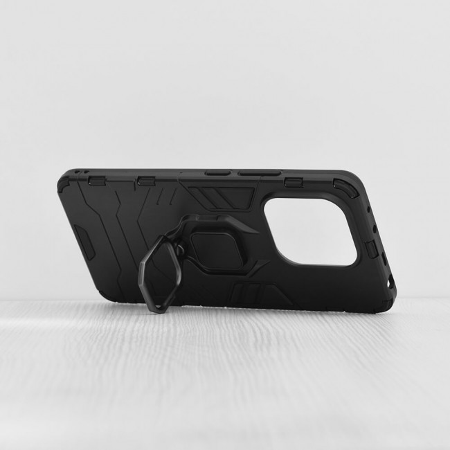 Techsuit Xiaomi Redmi Note 13 4G - Silicone Shield - Σκληρή Θήκη με Δαχτυλίδι Συγκράτησης - Black