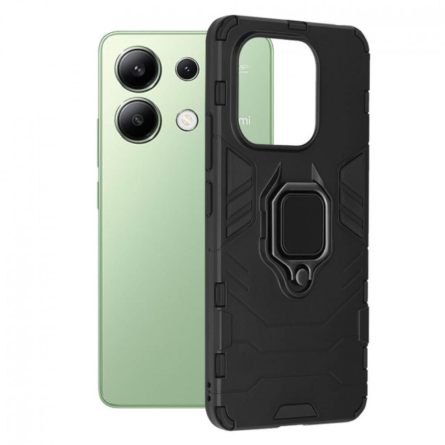 Techsuit Xiaomi Redmi Note 13 4G - Silicone Shield - Σκληρή Θήκη με Δαχτυλίδι Συγκράτησης - Black