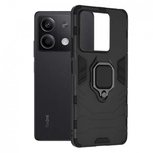 Techsuit Xiaomi Redmi Note 13 5G - Silicone Shield - Σκληρή Θήκη με Δαχτυλίδι Συγκράτησης - Black