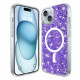 Techsuit iPhone 15 - MagSafe - Sparkly Glitter - Σκληρή Θήκη με Πλαίσιο Σιλικόνης - Purple