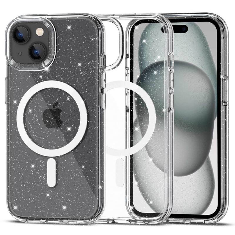 Techsuit iPhone 15 - MagSafe - SparkleSkin - Θήκη Σιλικόνης με Glitter - Clear