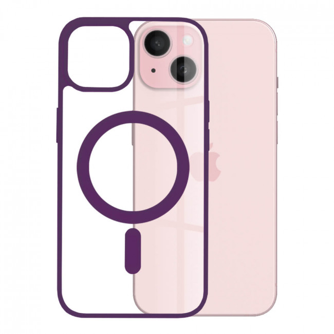 Techsuit iPhone 15 - MagSafe Pro - Σκληρή Θήκη με Πλαίσιο Σιλικόνης - Purple