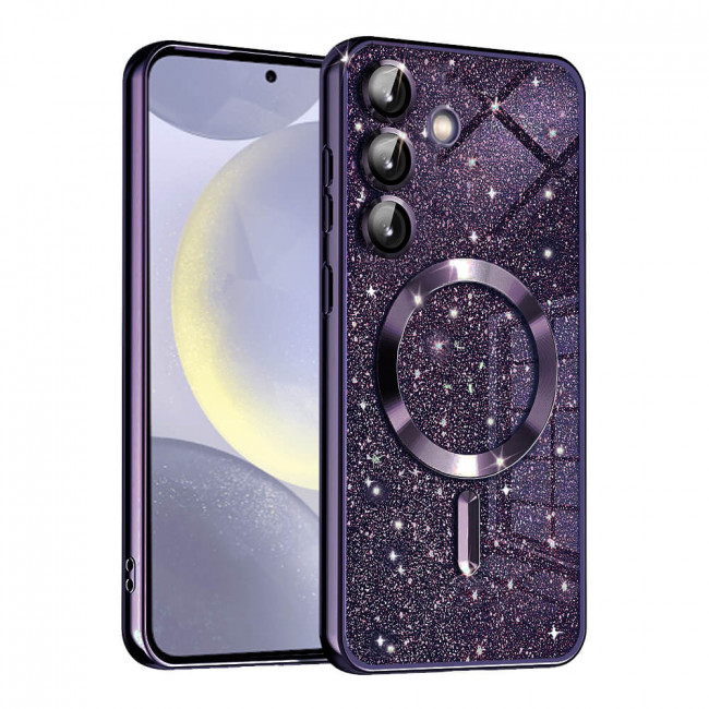 Techsuit Samsung Galaxy S24 Plus - MagSafe - Luxury Glitter - Θήκη Σιλικόνης - Deep Purple