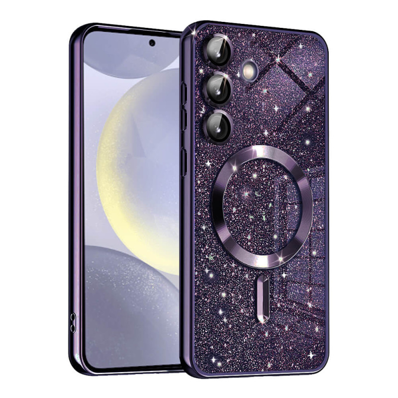 Techsuit Samsung Galaxy S24 Plus - MagSafe - Luxury Glitter - Θήκη Σιλικόνης - Deep Purple