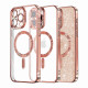 Techsuit iPhone 15 Pro - MagSafe - Luxury Glitter - Θήκη Σιλικόνης - Rose Gold