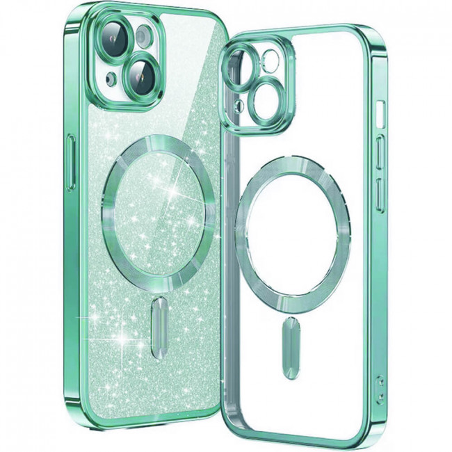 Techsuit iPhone 15 Plus - MagSafe - Luxury Glitter - Θήκη Σιλικόνης - Light Green