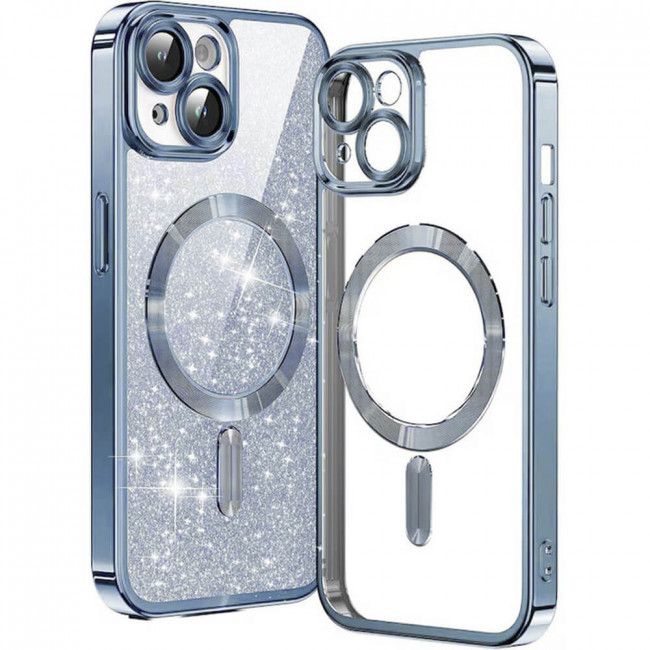 Techsuit iPhone 15 Plus - MagSafe - Luxury Glitter - Θήκη Σιλικόνης - Light Blue