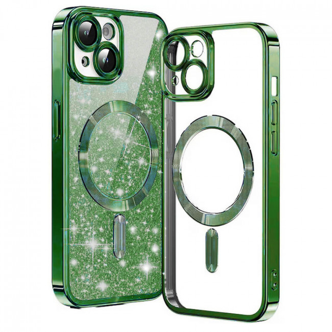 Techsuit iPhone 15 Plus - MagSafe - Luxury Glitter - Θήκη Σιλικόνης - Deep Green