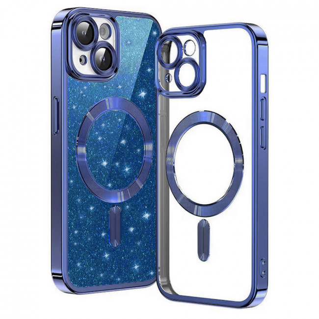 Techsuit iPhone 15 Plus - MagSafe - Luxury Glitter - Θήκη Σιλικόνης - Deep Blue