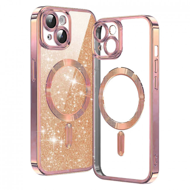 Techsuit iPhone 15 - MagSafe - Luxury Glitter - Θήκη Σιλικόνης - Rose Gold